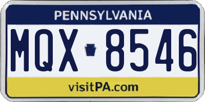 PA license plate MQX8546
