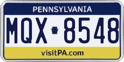 PA license plate MQX8548