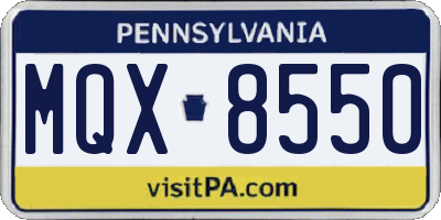 PA license plate MQX8550