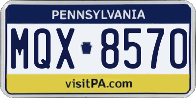 PA license plate MQX8570