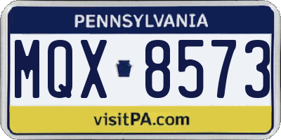 PA license plate MQX8573