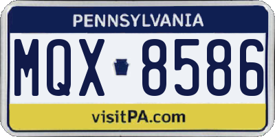 PA license plate MQX8586