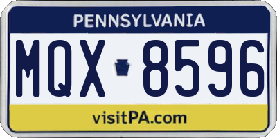PA license plate MQX8596