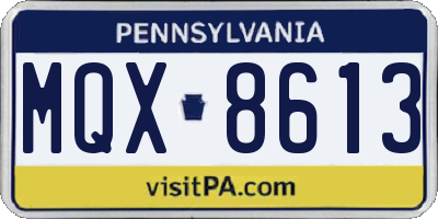 PA license plate MQX8613