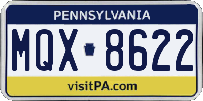 PA license plate MQX8622