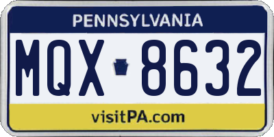 PA license plate MQX8632
