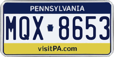 PA license plate MQX8653