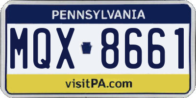 PA license plate MQX8661