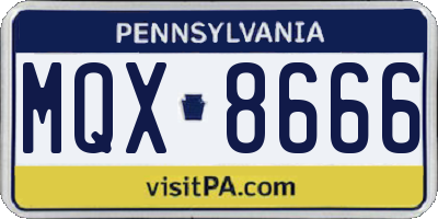 PA license plate MQX8666