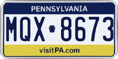 PA license plate MQX8673
