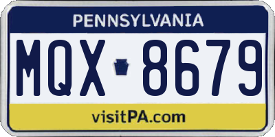 PA license plate MQX8679