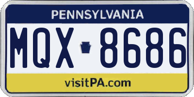 PA license plate MQX8686