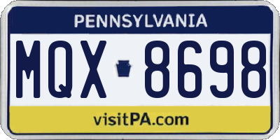 PA license plate MQX8698