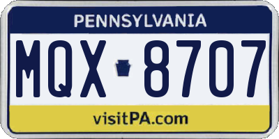 PA license plate MQX8707