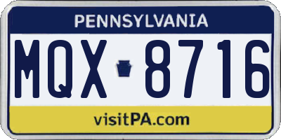 PA license plate MQX8716
