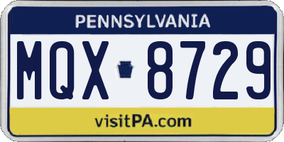 PA license plate MQX8729