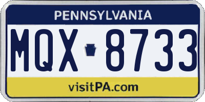 PA license plate MQX8733