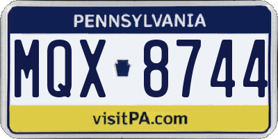 PA license plate MQX8744