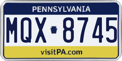 PA license plate MQX8745
