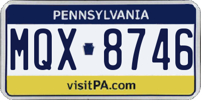 PA license plate MQX8746