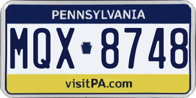PA license plate MQX8748