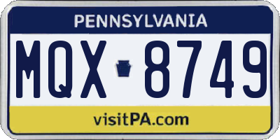 PA license plate MQX8749