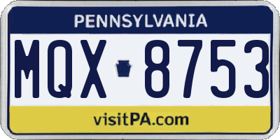 PA license plate MQX8753
