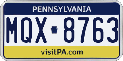 PA license plate MQX8763