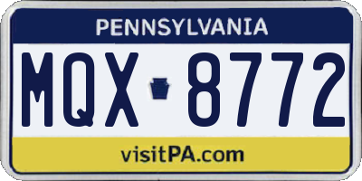 PA license plate MQX8772