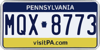 PA license plate MQX8773