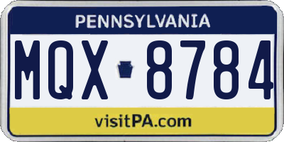 PA license plate MQX8784