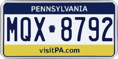 PA license plate MQX8792