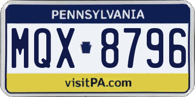 PA license plate MQX8796