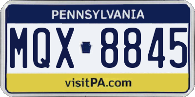 PA license plate MQX8845