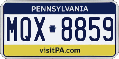 PA license plate MQX8859