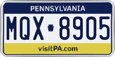 PA license plate MQX8905