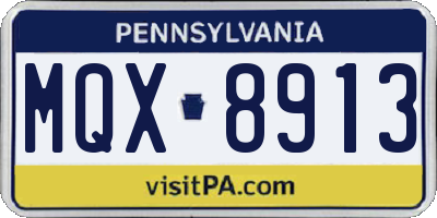 PA license plate MQX8913