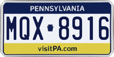 PA license plate MQX8916