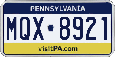 PA license plate MQX8921