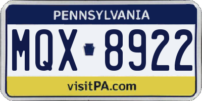 PA license plate MQX8922