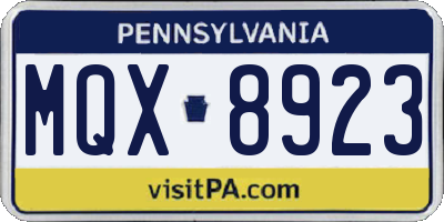 PA license plate MQX8923