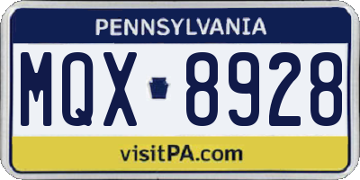 PA license plate MQX8928
