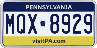 PA license plate MQX8929