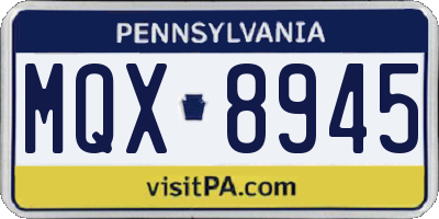 PA license plate MQX8945