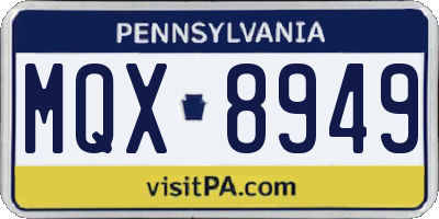 PA license plate MQX8949