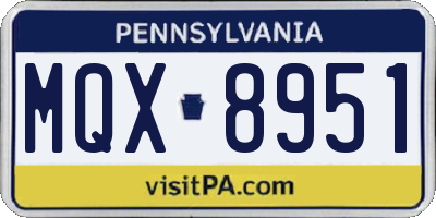 PA license plate MQX8951