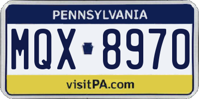 PA license plate MQX8970