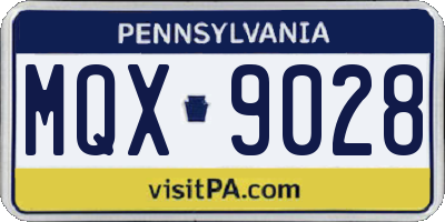 PA license plate MQX9028