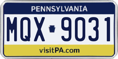 PA license plate MQX9031