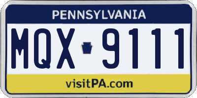 PA license plate MQX9111